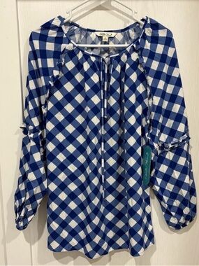 NWT Pioneer Woman Long Sleeve Micro Ruffle Collar Blouse XS